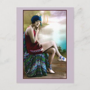 Schwimm-Schönheit der 1920er Jahre, Flapper Girl Postkarte