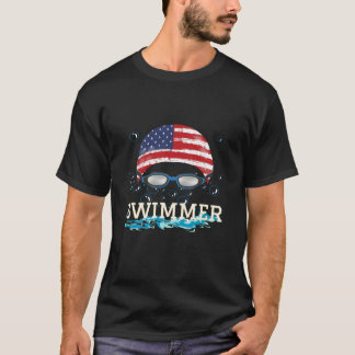 Schwimm Schwimmer Schwimmsport USA-Flaggenmütze T-Shirt