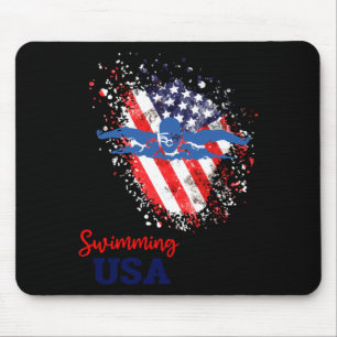 Schwimm-Support-Team-Flagge-USA-Pool-Schwimmer Mousepad