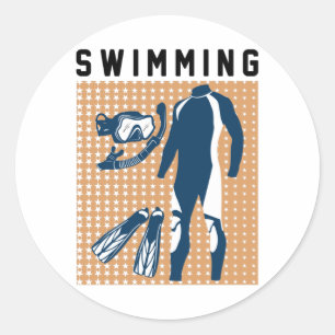Schwimm- und Schwimmbekleidung Runder Aufkleber