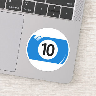 Schwimmbad/Billardkugel Nummer zehn (10) blau weiß Aufkleber