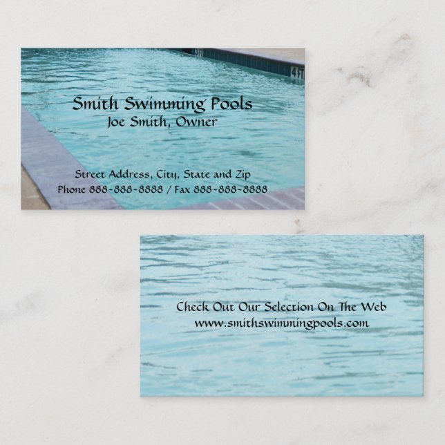 Schwimmbad Business Card Visitenkarte (Vorne/Hinten)