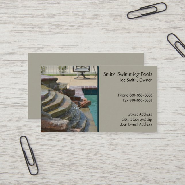 Schwimmbad Business Card Visitenkarte (Vorderseite/Rückseite Beispiel)