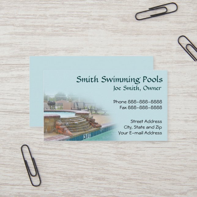 Schwimmbad Business Card Visitenkarte (Vorderseite/Rückseite Beispiel)