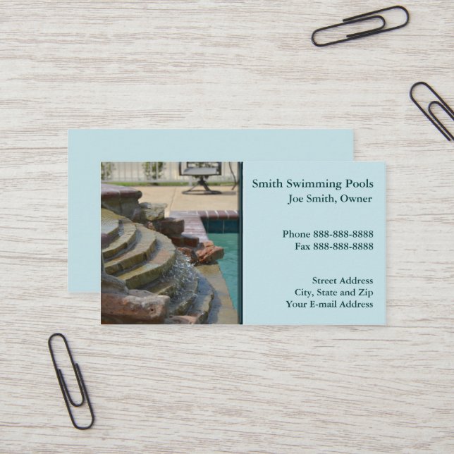 Schwimmbad Business Card Visitenkarte (Vorderseite/Rückseite Beispiel)