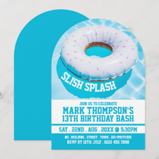 Schwimmbad Donut, Schwimmbad Party Geburtstag Einladung