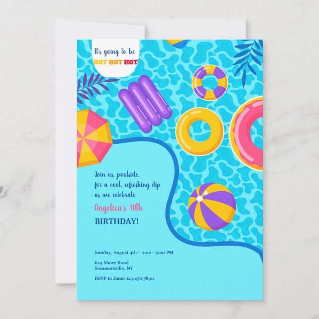 Schwimmbad Einladung (Vorderseite)