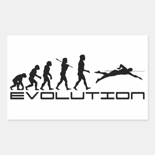 Schwimmbad Evolution Sport Art Rechteckiger Aufkleber (Vorderseite)