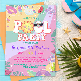 Schwimmbad Geburtstags Spaß Sommer Party Einladung