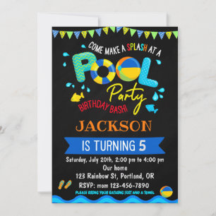 Schwimmbad-Geburtstagseinladung Booking Party einl Einladung