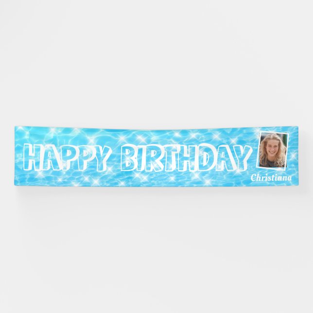 Schwimmbad Geburtstagsparty Pool Wasserrippeln Cus Banner (Horizontal)