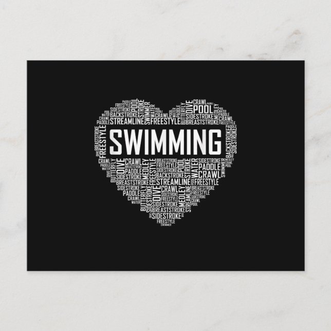 Schwimmbad Herzbus Schwimmer Geschenk schwimmen Lo Ankündigungspostkarte (Vorderseite)