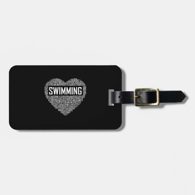 Schwimmbad Herzbus Schwimmer Geschenk schwimmen Lo Gepäckanhänger (Vorderseite horizontal)
