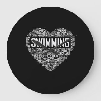 Schwimmbad Herzbus Schwimmer Geschenk schwimmen Lo Große Wanduhr