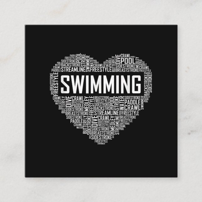 Schwimmbad Herzbus Schwimmer Geschenk schwimmen Lo Quadratische Visitenkarte (Vorderseite)