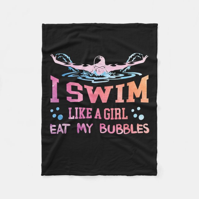 Schwimmbad - ich schwimme wie ein Mädchen Fleecedecke (Vorderseite)