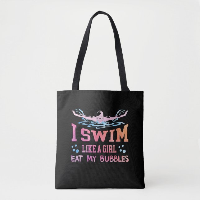 Schwimmbad - ich schwimme wie ein Mädchen Tasche (Vorderseite)