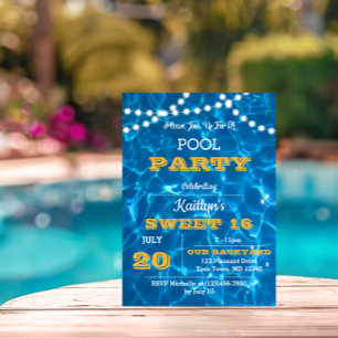 Schwimmbad Lights Citrus Orange Sweet 16 Geburtsta Einladung