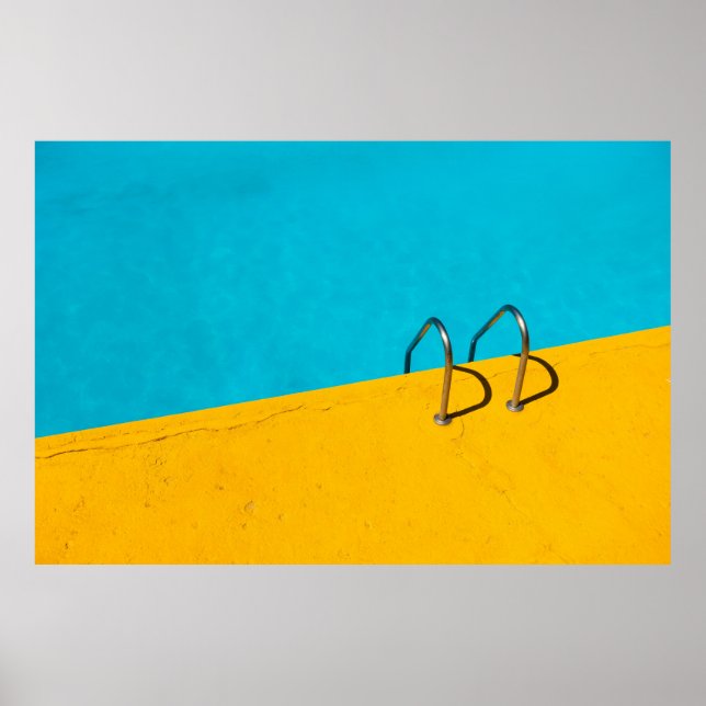 Schwimmbad mit Leiter aus nicht rostendem Stahl Poster (Vorne)