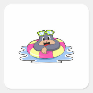 Schwimmbad mit Schwimmring.PNG Quadratischer Aufkleber