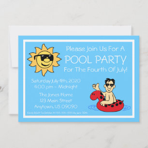 Schwimmbad Party 4. Juli (Männliches Rotes Innertu Einladung