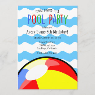 Schwimmbad Party Beach Ball Geburtstag Einladung