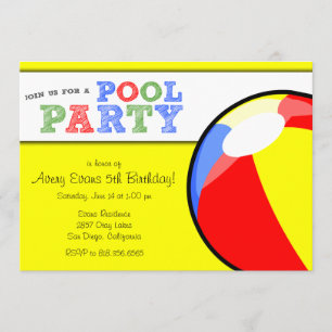 Schwimmbad Party Beach Ball Geburtstag Einladung