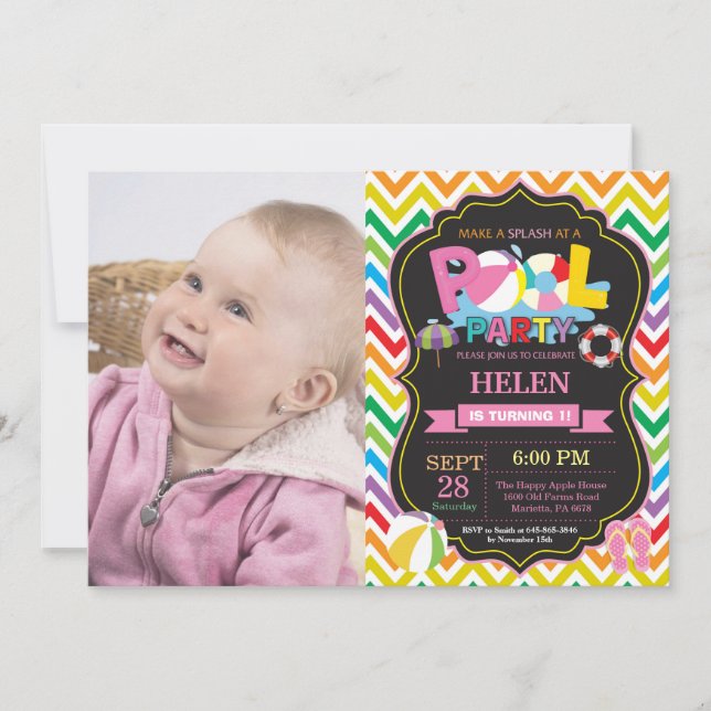 Schwimmbad Party Einladung Sommersplitter (Vorderseite)