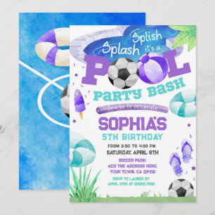 Schwimmbad Party Fußball Geburtstag Einladung