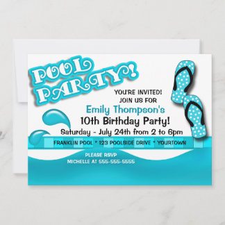 Schwimmbad Party Geburtstag Einladung