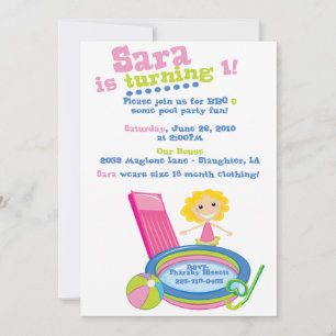 Schwimmbad Party Geburtstag Einladung