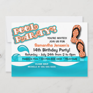 Schwimmbad Party Geburtstag Einladung