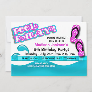 Schwimmbad Party Geburtstag Einladung