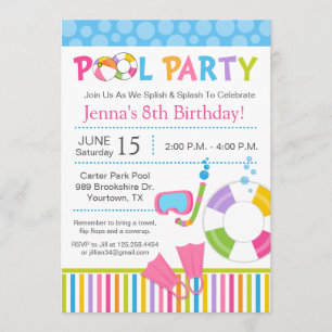 Schwimmbad Party Geburtstag Einladung