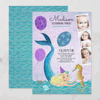 Schwimmbad Party Geburtstag | Mermaid | Aufforderu Einladung