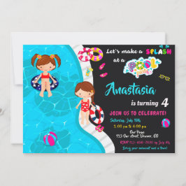 Schwimmbad Party Geburtstagseinladung Girl Pool ei Einladung
