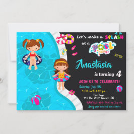 Schwimmbad Party Geburtstagseinladung Girl Pool ei Einladung