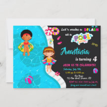 Schwimmbad Party Geburtstagseinladung Girl Pool ei
