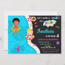 Schwimmbad Party Geburtstagseinladung Girl Pool ei