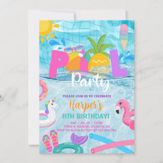 Schwimmbad Party Geburtstagseinladung Mädchen, Sch Einladung