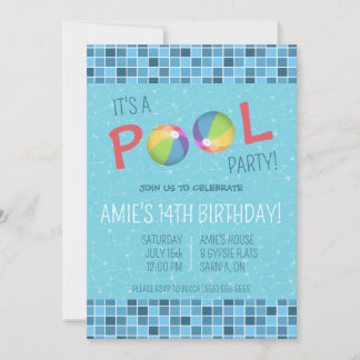 Schwimmbad Party Geburtstagsparty Einladung