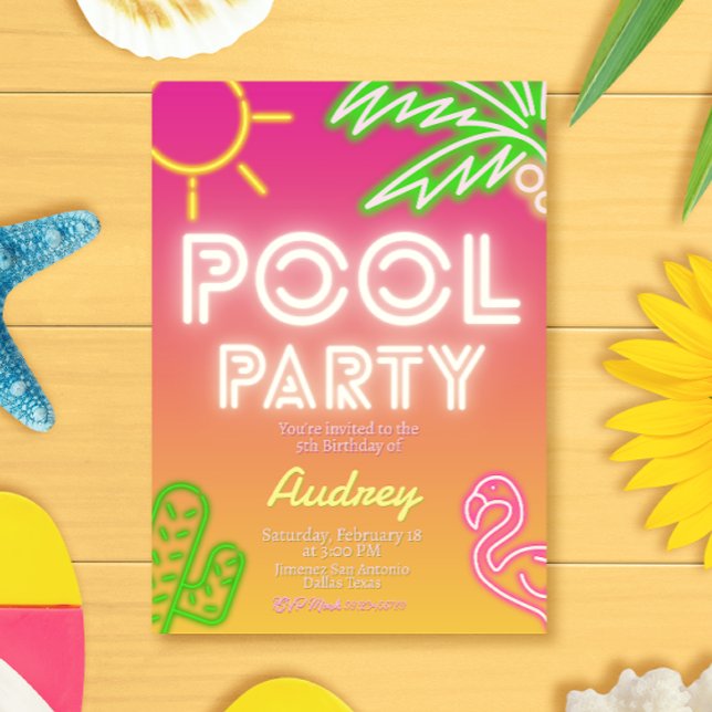 Schwimmbad Party Girl Geburtstagseinladung Einladung (Pool Party Girl Birthday Invitation)