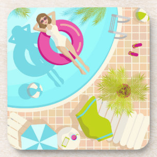 Schwimmbad Party Mädchen in Bikini Sommerstrand Getränkeuntersetzer