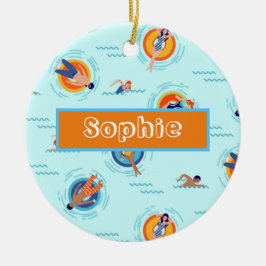 Schwimmbad Party Name Geschenk Keramik Ornament