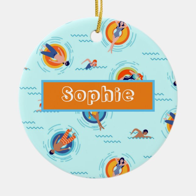 Schwimmbad Party Name Geschenk Keramik Ornament (Vorne)