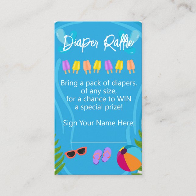 Schwimmbad Party Neutral Windeln Raffle Babydusche Begleitkarte (Vorderseite)