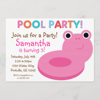 Schwimmbad Party - Rosa Schwimmbad Geburtstag Einladung