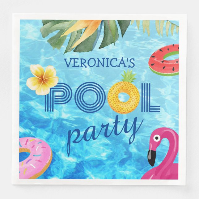 Schwimmbad Party Spaß Geburtstag Sommerschwimmen Serviette (Vorderseite)
