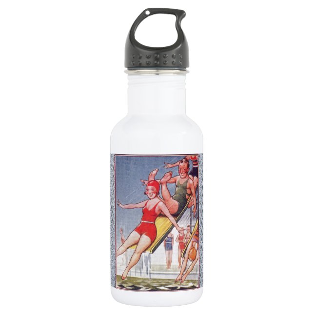 Schwimmbad Party Vintag Schwimmbad Sommer Trinkflasche (Vorderseite)