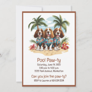 Schwimmbad Pawty Basset Hound Hunde Hawaiianische  Einladung